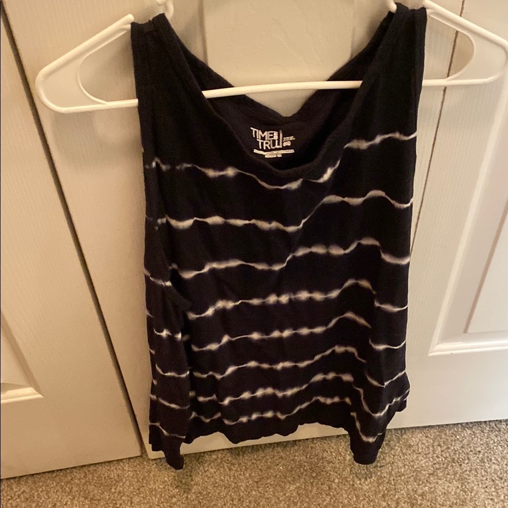Time and Tru Women's Black Tie-Dye Tank Top